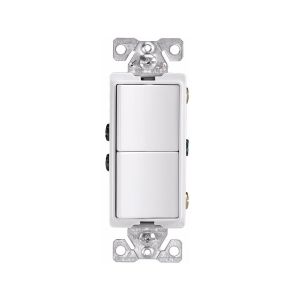 Interruptor doble decorativo, 15 A, blanco. 7728W-BOX Arrow Hart