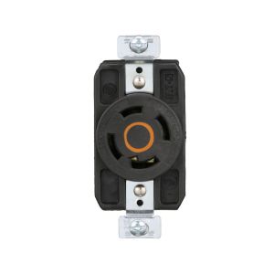 Receptáculo sencillo media vuelta, 3 polos, 30 A, negro. AHCL1430R Arrow Hart
