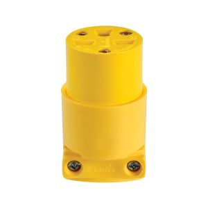 Conector de vinil, 2 polos, 3 hilos + tierra, 15 A, 250V CA, amarillo. 4227-BOX Royer
