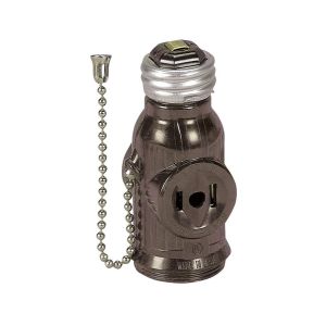 Socket adaptador con cadena, 2 salidas, 125 V, marrón. 718B-BOX Eaton