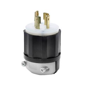 Clavija con seguro, 20 A, 277 V, negro/blanco. 02331-000 Leviton