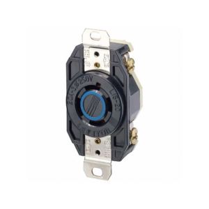 Receptáculo media vuelta, con conexión a tierra, 20 A, 250 V, negro. 02420-000 Leviton