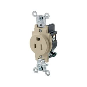 Receptáculo individual con conexión a tierra, 15 A, marfil. 05015-00I Leviton
