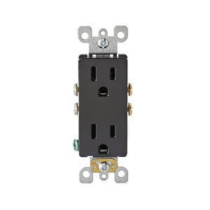 Receptáculo dúplex con puesta a tierra automática, 15 A, negro. 05325-0SE Leviton