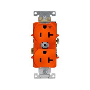 Receptáculo dúplex con conexión a tierra aislada y puesta a tierra automática, 20 A, naranja. 05362-0IG Leviton