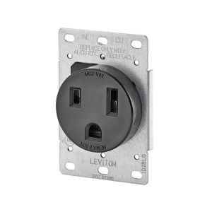 Receptáculo de hoja recta, con conexión a tierra, 50 A, negro. 05374-S00 Leviton