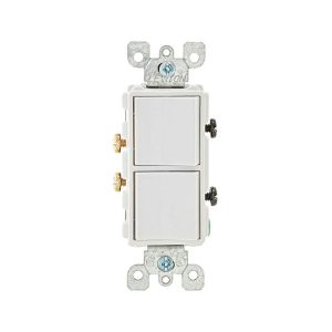 Interruptor doble unipolar, con conexión a tierra, 15 A, blanco. 05634-00W Leviton