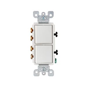 Interruptor doble de 3 vías, con conexión a tierra, 15 A, blanco. 05643-00W Leviton