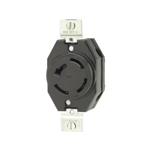 Receptáculo media vuelta con seguro, 20 A, sin conexión a tierra. 07410-00B Leviton