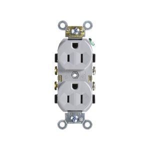 Receptáculo dúplex con puesta a tierra automática, 15 A, gris. 0CR15-0GY Leviton