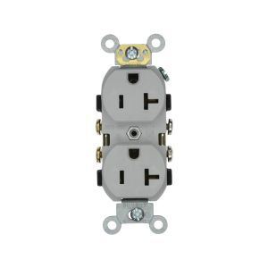 Receptáculo dúplex con puesta a tierra automática, 20 A, gris. 0CR20-0GY Leviton