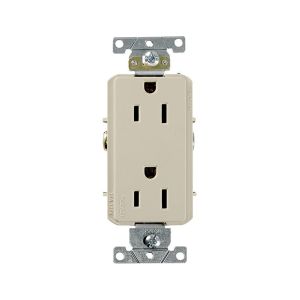 Receptáculo dúplex, puesta a tierra automática, 15 A, marfil. 16252-00I Leviton