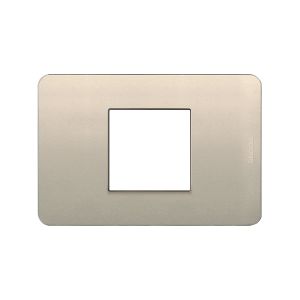 Placa de aluminio de 2 m&oacute;dulos centrados, perla. JA4819APQ Bticino