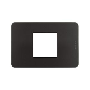 Placa de resina de 2 m&oacute;dulos centrados, negro mate. JA4819JBQ Bticino