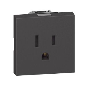 Tomacorriente sencillo, 15 A, 2 polos + tierra, con protección infantil, negro. KG4129 Bticino