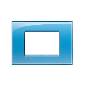 Placa rectangular de 3 módulos, azul. LNA4803AD Bticino