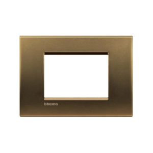 Placa rectangular de 3 módulos, bronce. LNA4803BZ Bticino