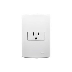 Receptáculo 2 polos + tierra, con placa, 1 módulo horizontal, blanco. RH-6201WP Royer