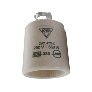 Portalámpara tipo candil E26, con niple, blanco. WD4720-C Royer
