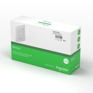 Caja de 15 contactos dúplex con placa, 15 A, 127 VCA, blanco. MDW39604 Schneider Electric