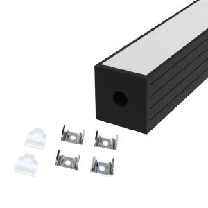 Kit perfil lineal, para sobreponer, negro. PLMX-H-250-1414NG Tecnolite