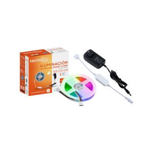 Tira LED inteligente WiFi, para exterior, 15 W, luz RGB + blanca, compatible con app m&oacute;vil y asistentes de voz. 15TIRLEDRGBWDCITC Tecnolite