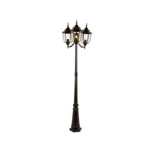 Lámpara poste de luz, 3 faroles, 2.21 m de altura, 78 W, café. PFT-6004-3/N Tecnolite