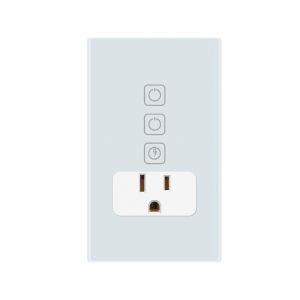 Apagador con contacto inteligente, 2 botones táctiles y 1 enchufe, compatible con app móvil y asistentes de voz, blanco. TSWI2SPMVBTCW Tecnolite