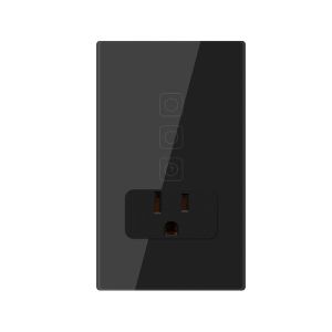Apagador con contacto inteligente, 2 botones táctiles y 1 enchufe, compatible con app móvil y asistentes de voz, negro. TSWI2SPMVNTCW Tecnolite