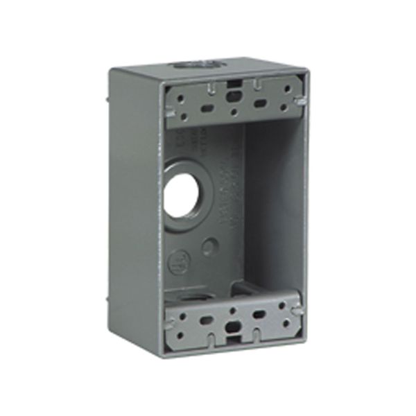 Caja de aluminio de 1 módulo con 3 orificios de 0.5". 1113-SP Arrow Hart