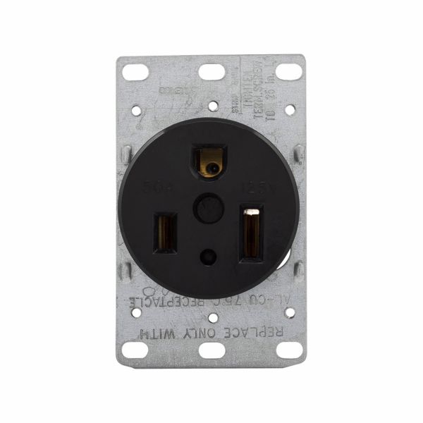 Receptáculo negro de alimentación, 2 polos, 50 A. 1253-BOX Arrow Hart