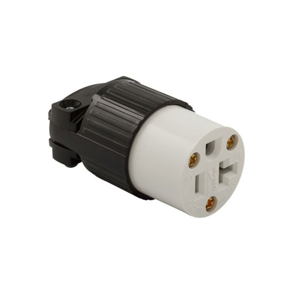 Conector de entrada recta, 20 A, 125 V, blanco/negro. 5369 Arrow Hart 