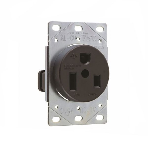 Receptáculo sencillo, 50 A, 250 V AC, negro. 5709N Arrow Hart