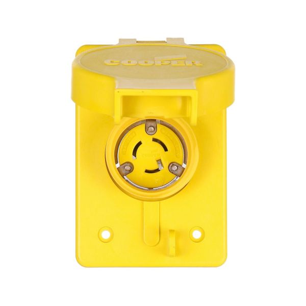Receptáculo con tapa y sello media vuelta, 15 A, 2 polos, amarillo. 65W47 Arrow Hart