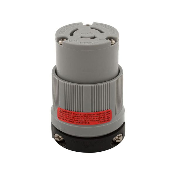 Conector media vuelta, 20 A, 3 polos, gris. 7314C Arrow Hart