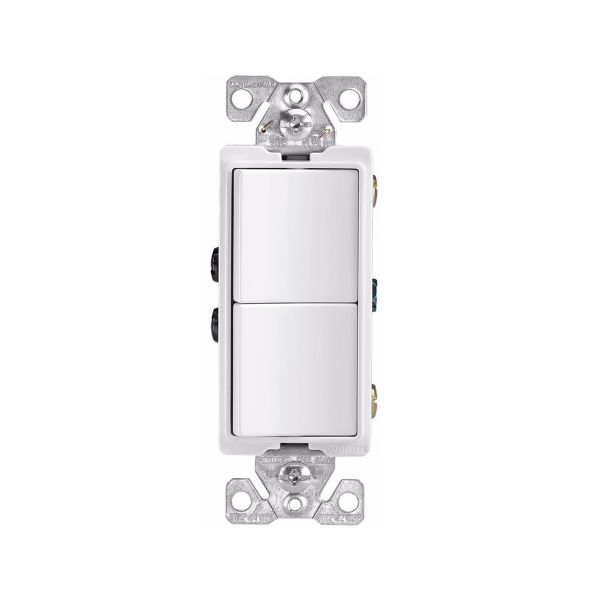 Interruptor doble decorativo, 15 A, blanco. 7728W-BOX Arrow Hart