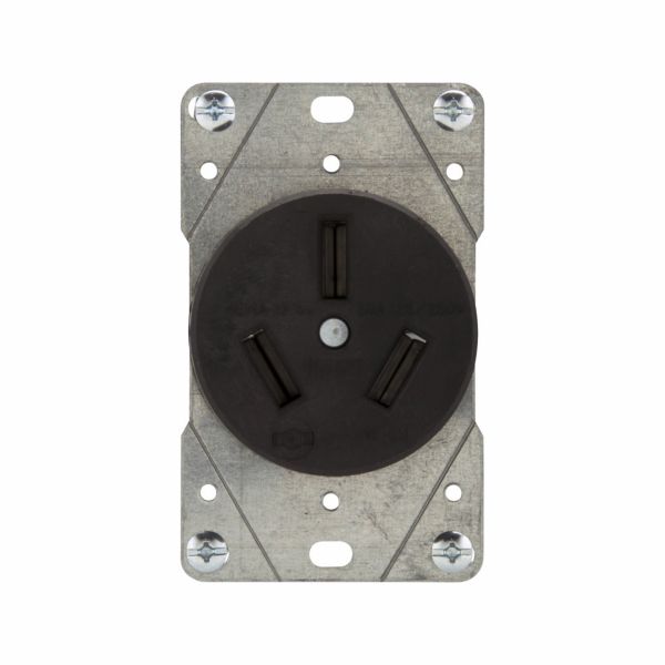 Receptáculo negro de nylon, sencillo, 3 polos, 50 A. 7985N Arrow Hart