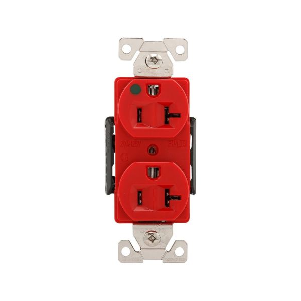 Receptáculo dúplex de grado hospital, 20 A, 125 V, rojo. AH8300RD Arrow Hart