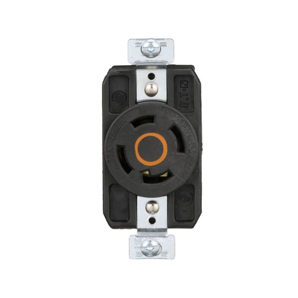 Receptáculo sencillo media vuelta, 3 polos, 30 A, negro. AHCL1430R Arrow Hart