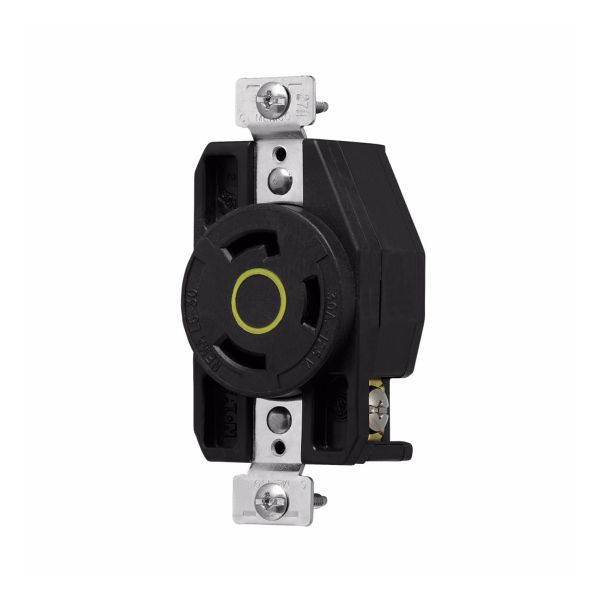 Receptáculo negro/amarillo de nylon, 2 polos, 30 A. Arrow Hart