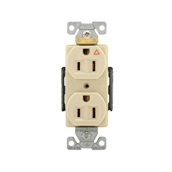 Receptáculo dúplex tierra aislada, 2 polos, 15 A, marfil. IG5262V Arrow Hart