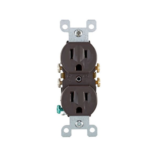 Receptáculo dúplex de entrada recta, 15 A, 125 V, café. M5250 Arrow Hart