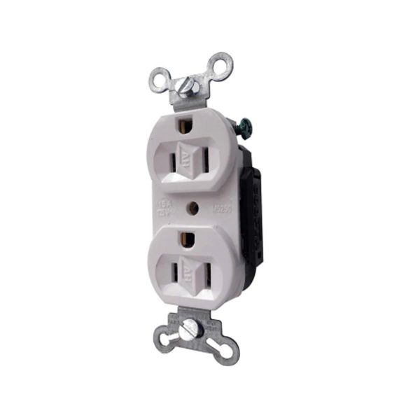 Receptáculo dúplex de entrada recta, 20 A, 250 V, blanco. M5650B Arrow Hart