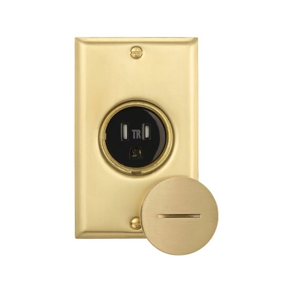 Receptáculo de caja de piso resistente a manipulaciones, 15 A, latón. TR5797 Arrow Hart