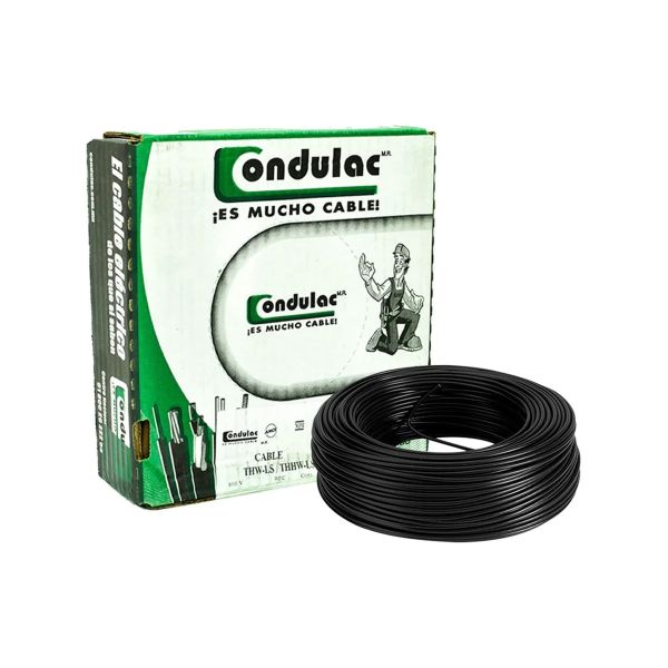 Cable THW-LS calibre 2/0, negro, rollo de 100 mts. CTHW-2/0 Condulac