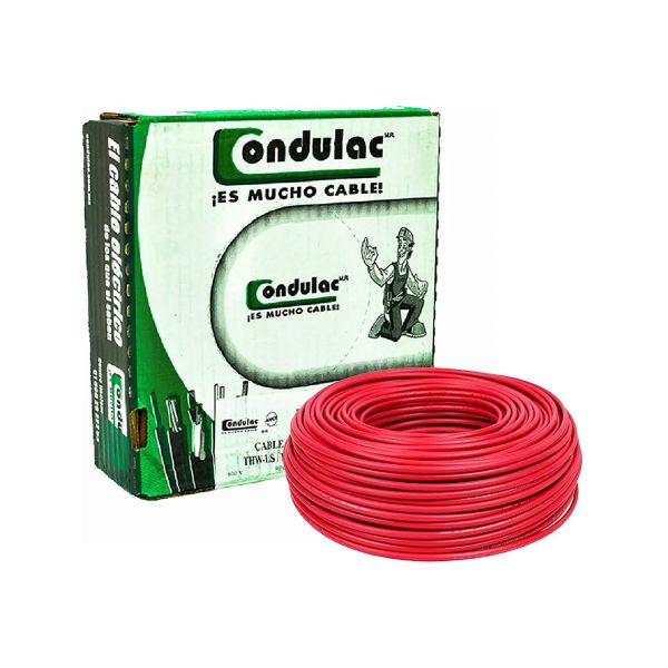 Cable THW-LS calibre 6, rojo, rollo de 100 mts. CTHW-6R Condulac