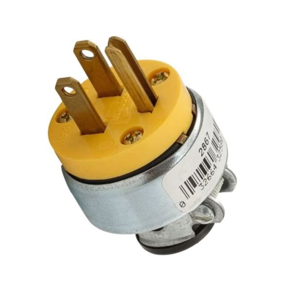 Clavija de vinil blindado, amarilla, 15 A. 2867-BOX Arrow Hart