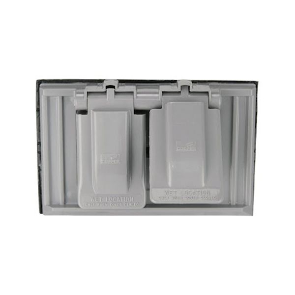 Contacto horizontal dúplex con tapas para intemperie, gris. S1952 Arrow Hart