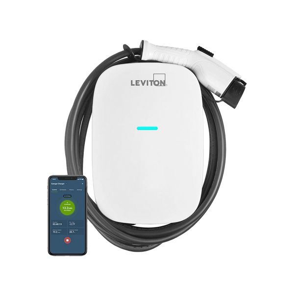 Estación de carga de vehículos eléctricos, nivel 2, 48 A, con WiFi, compatible con app My Leviton. LEV-EV48W Leviton