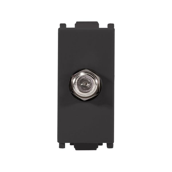 Toma de TV coaxial sencilla de conector roscado, negro. E92113 Estevez